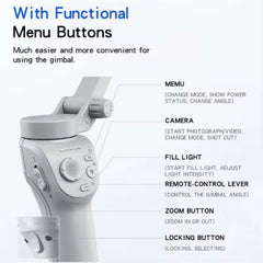 3-Axis Smartphone Gimbal Stabilizer with Fill Light & Tripod