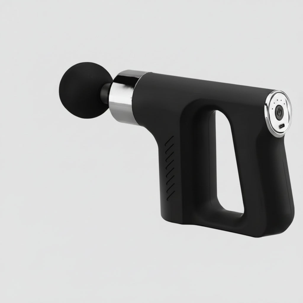 Multifunctional fascia gun with attachments on a white background