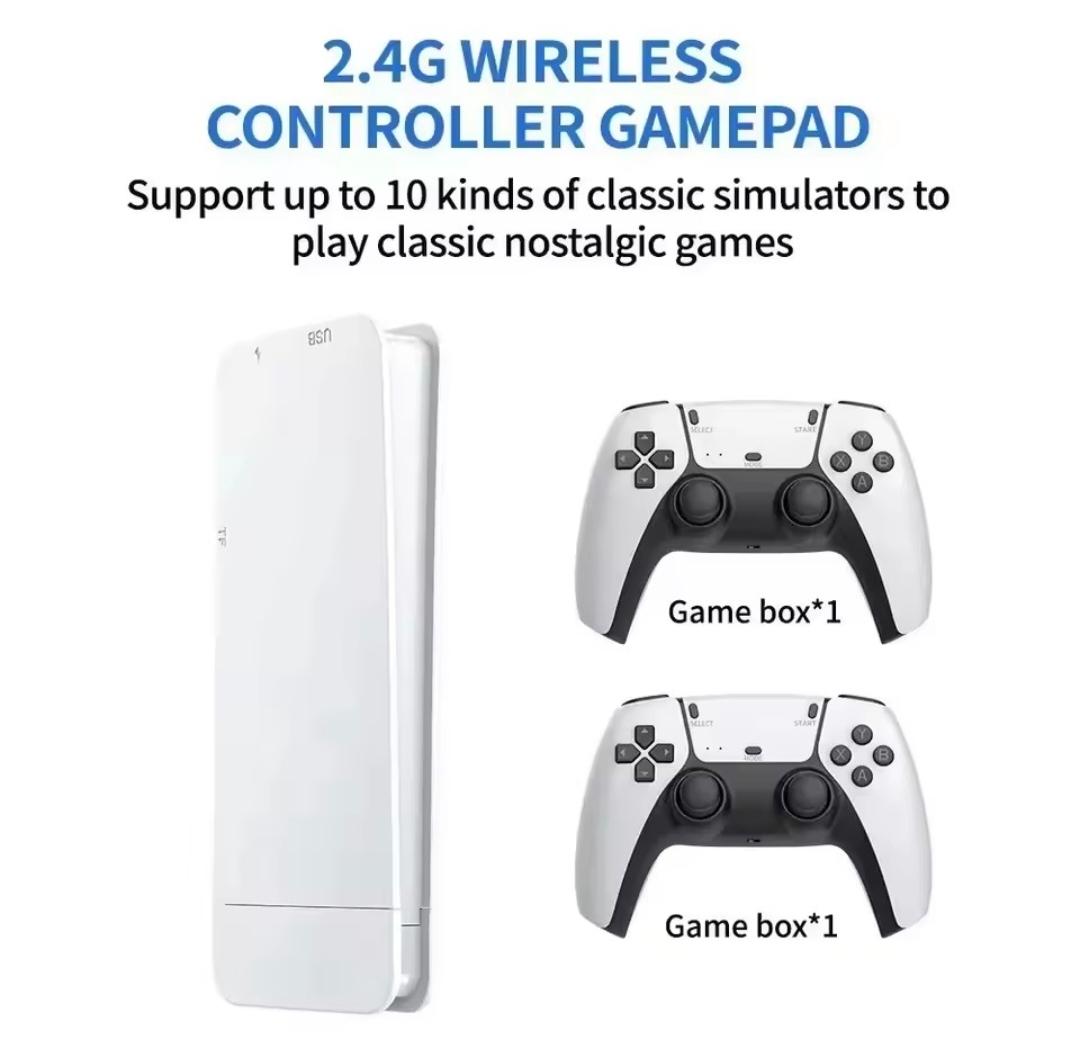 2.4G wireless controller gamepad with game boxes on a white background