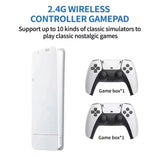 2.4G wireless controller gamepad with game boxes on a white background