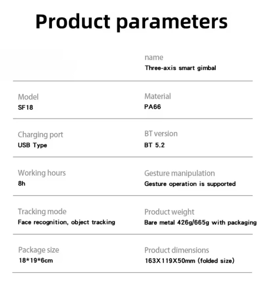 3-Axis Smartphone Gimbal Stabilizer with Fill Light & Tripod