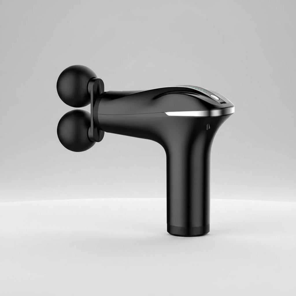 Black fascial gun with 'Fascial Gun' text on a smartphone screen