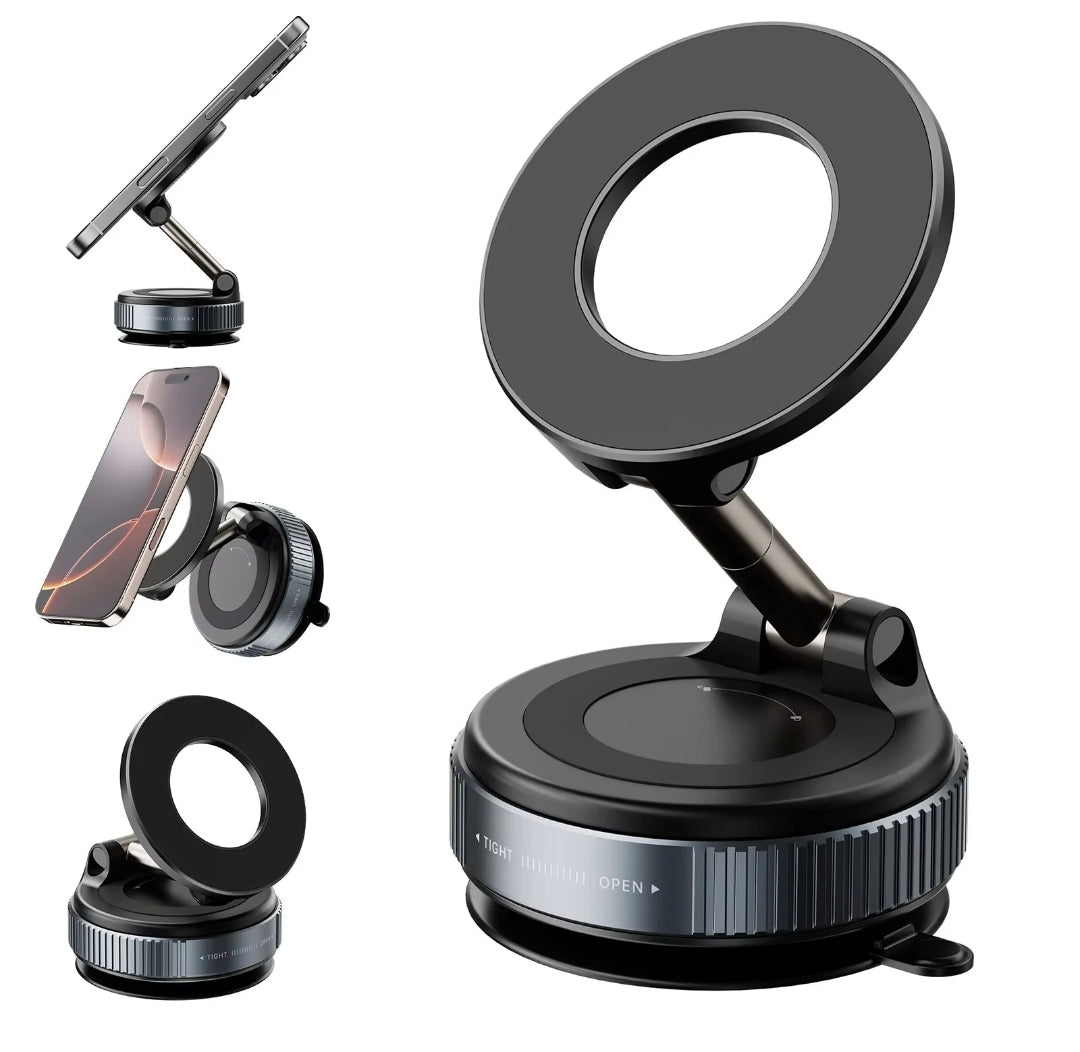 Strong Magnetic/ Vacuum Car Phone Holder – 360° Adjustable